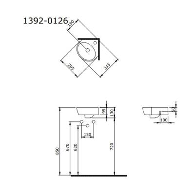 Bocchi Taromina Arch Köşe Lavabo 30 cm Parlak Beyaz 1392-001-0126 - 2
