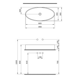 Bocchi Vessel Elips Çanak Lavabo 85 Cm Mat Gri 1014-006-0125 - 3