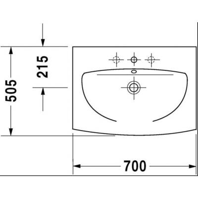 Duravit Caro Lavabo 70 Cm Tek Batarya Delikli Beyaz 0434700000 - 3
