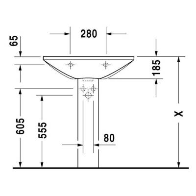 Duravit Caro Lavabo 70 Cm Tek Batarya Delikli Beyaz 0434700000 - 4