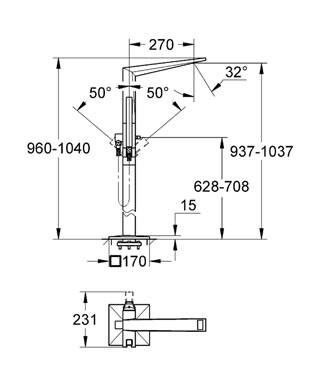 Grohe Allure Brilliant Yerden Küvet Bataryası - 23119000 - 2