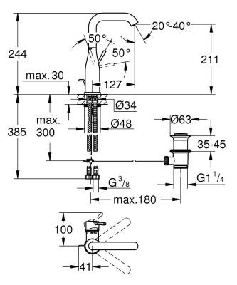 Grohe Essence Tek Kumandalı Lavabo Bataryası 1/2