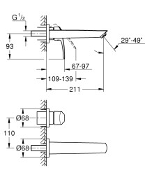 Grohe Eurosmart İki Delikli Lavabo Bataryası M-Boyut Mat Siyah - 293382433 - 3