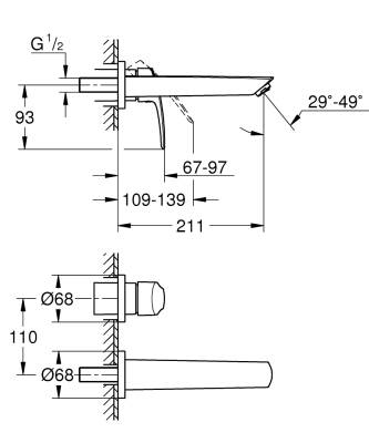 Grohe Eurosmart İki Delikli Lavabo Bataryası M-Boyut Mat Siyah - 293382433 - 3