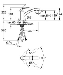 Grohe Eurosmart Tek Kumandalı Spiralli Eviye Bataryası - 303052431 - 3