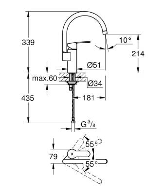 Grohe Eurostyle Cosmopolitan Tek Kumandalı Eviye Bataryası - 30221002 - 2