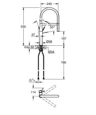 Grohe Eviye Bataryası Spiralli 2 Fonk. Essence Krom/Yeşil - 124978 - 2