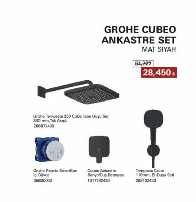 GROHE Grohe Cubeo Ankastre Set Mat Siyah - 1