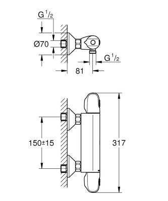 Grohe Grohtherm 1000 Termostatik Duş Bataryası - 348142433 - 3