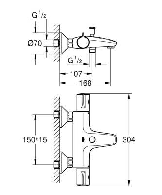 Grohe Grohtherm 800 Termostatik Banyo Bataryası - 1022032430 - 2