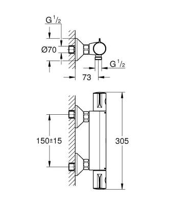Grohe Grohtherm 800 Termostatik Duş Bataryası - 1022022430 - 3