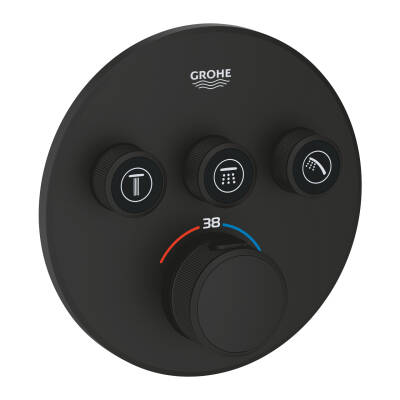Grohe Grohtherm Smartcontrol Üç Yönlü Ankastre Termostatik Duş Bataryası Phantom Black - 29508KF0 - 1