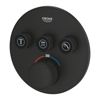 Grohe Grohtherm Smartcontrol Üç Yönlü Ankastre Termostatik Duş Bataryası Phantom Black - 29508KF0 - 2