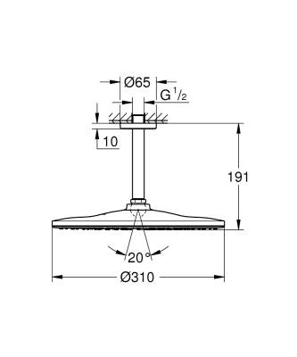 Grohe Rainshower Mono 310 Tepe Duşu Set 422 Mm, 1 Akışlı Phantom Black - 22122KF0 - 2