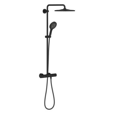 Grohe Rainshower Smartactive 310 Duvara Monte Termostatik Bataryalı Duş Sistemi Phantom Black - 22119KF0 - 1
