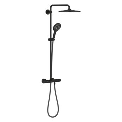 Grohe Rainshower Smartactive 310 Duvara Monte Termostatik Bataryalı Duş Sistemi Phantom Black - 22119KF0 - GROHE