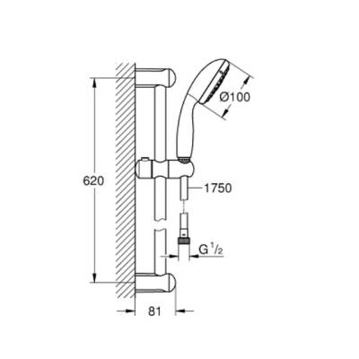 Grohe Tempesta 100 Sürgülü Duş Seti 3 Akışlı - 27644001 - 2